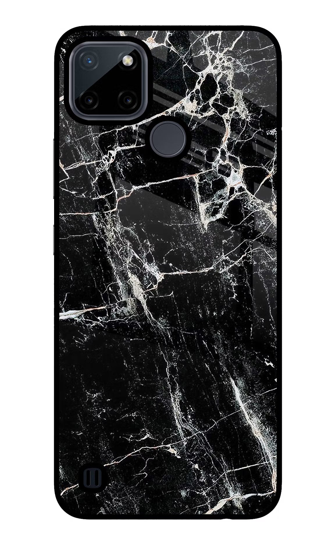 Black Marble Texture Realme C21Y/C25Y Glass Case Back Cover by Casekaro