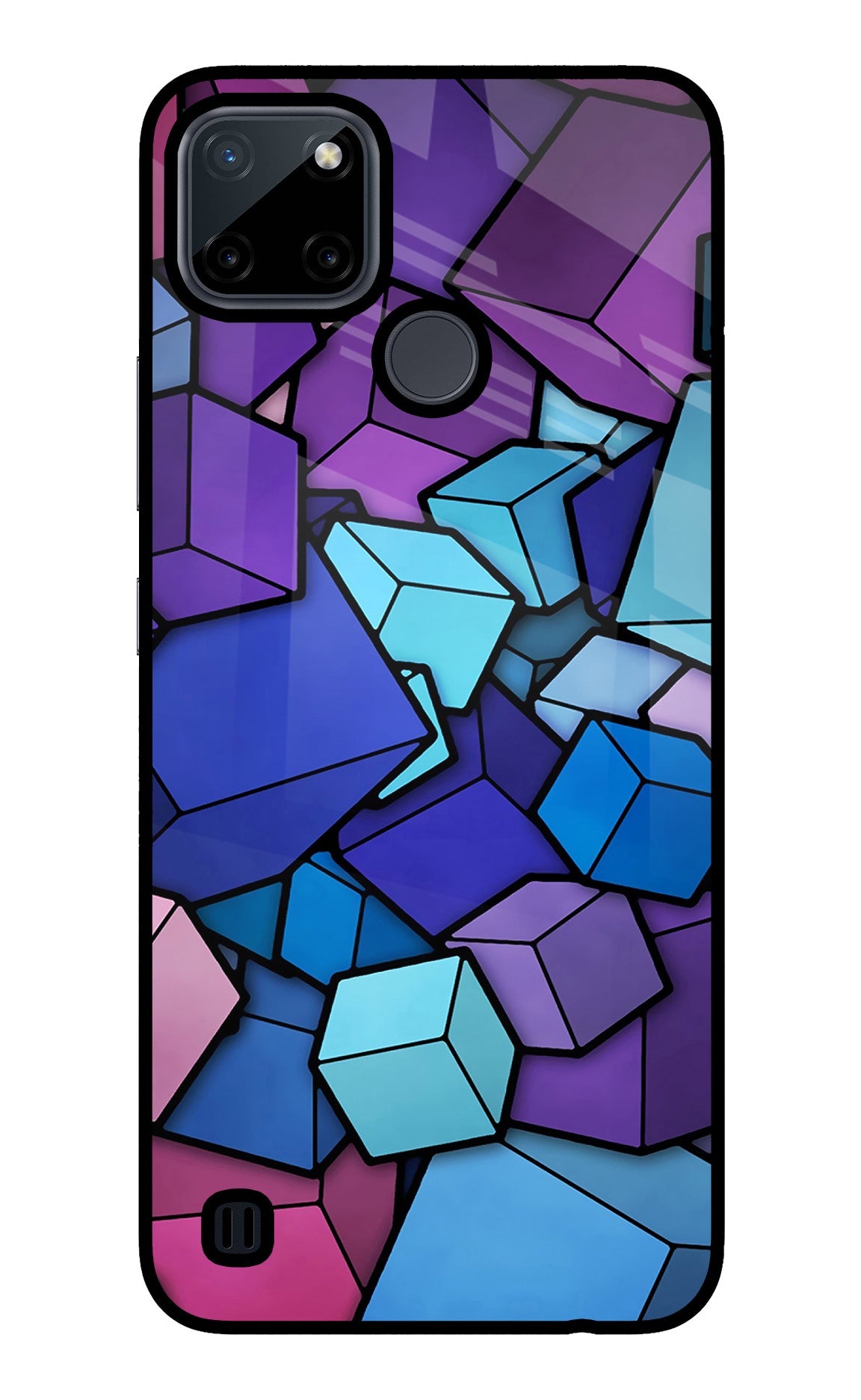Cubic Abstract Realme C21Y/C25Y Glass Case