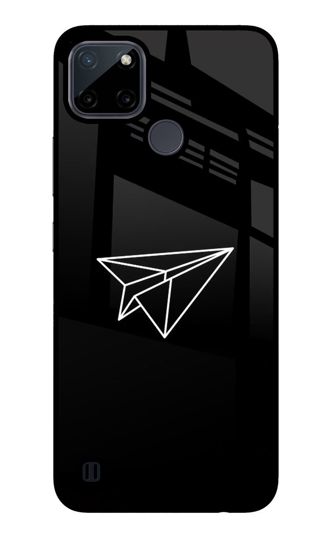 Paper Plane White Realme C21Y/C25Y Glass Case Back Cover by Casekaro