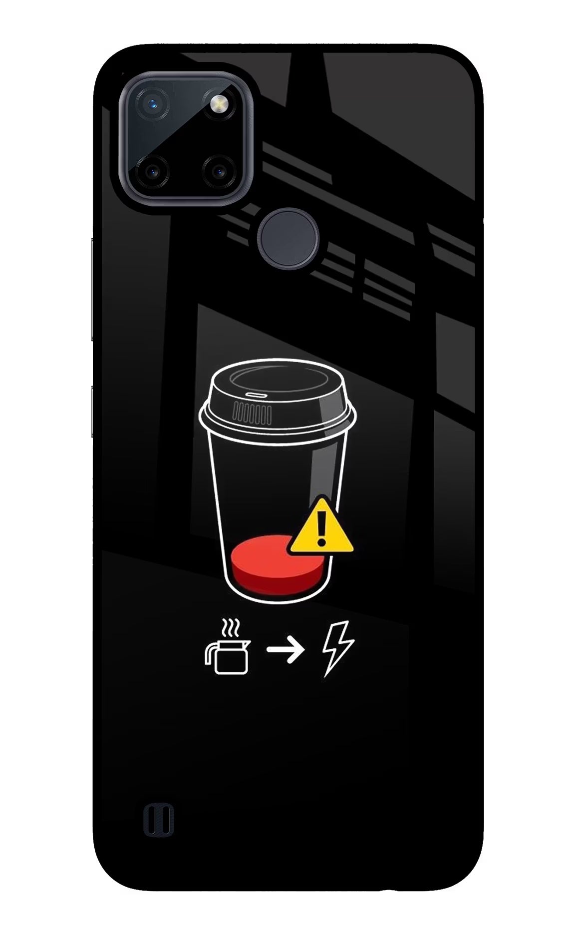 Coffee Realme C21Y/C25Y Glass Case Back Cover by Casekaro