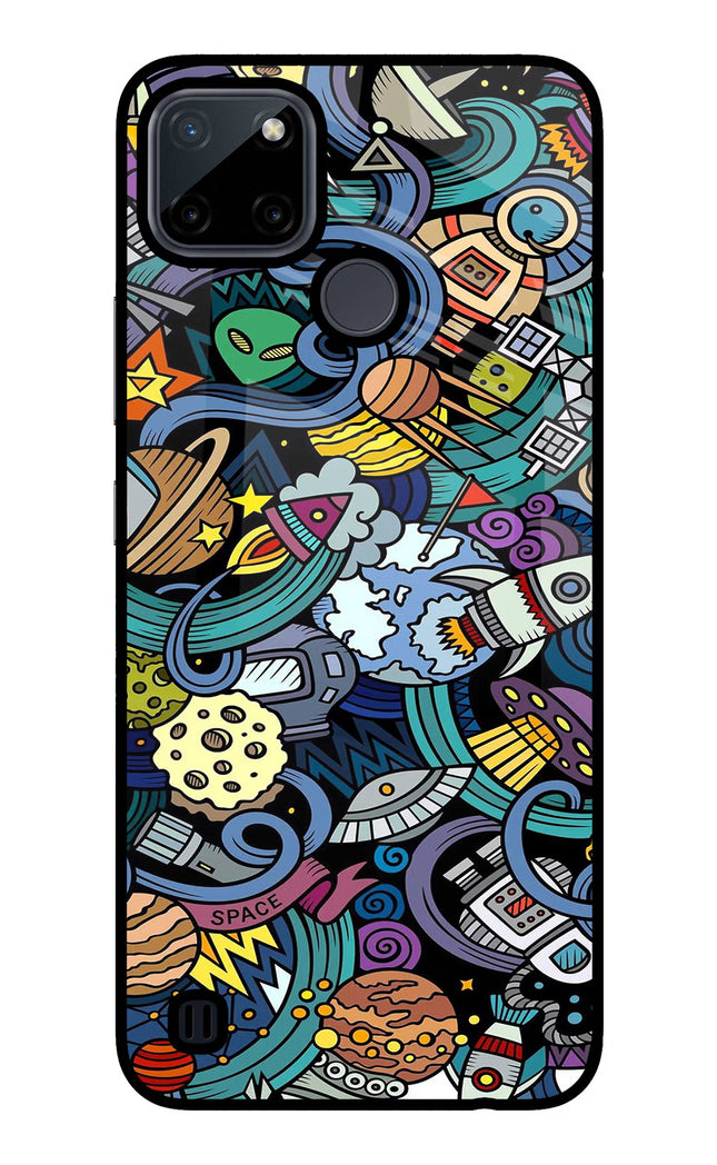Space Abstract Realme C21Y/C25Y Glass Case Back Cover by Casekaro
