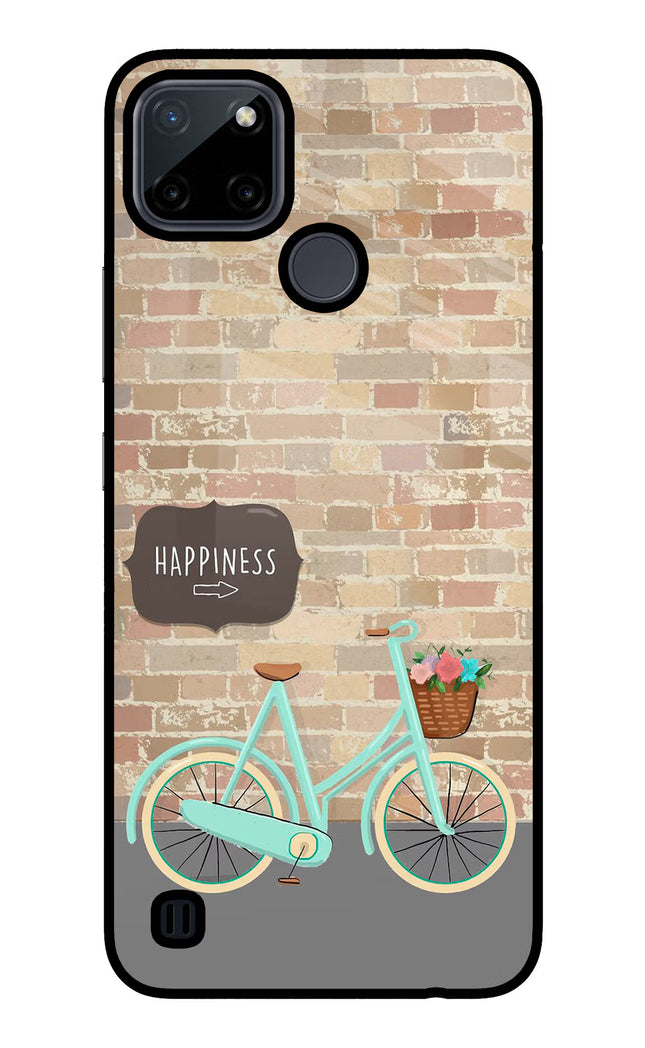 Happiness Artwork Realme C21Y/C25Y Glass Case Back Cover by Casekaro