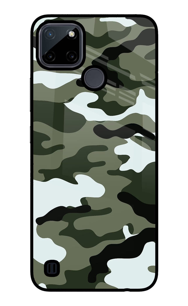 Camouflage Realme C21Y/C25Y Glass Case Back Cover by Casekaro