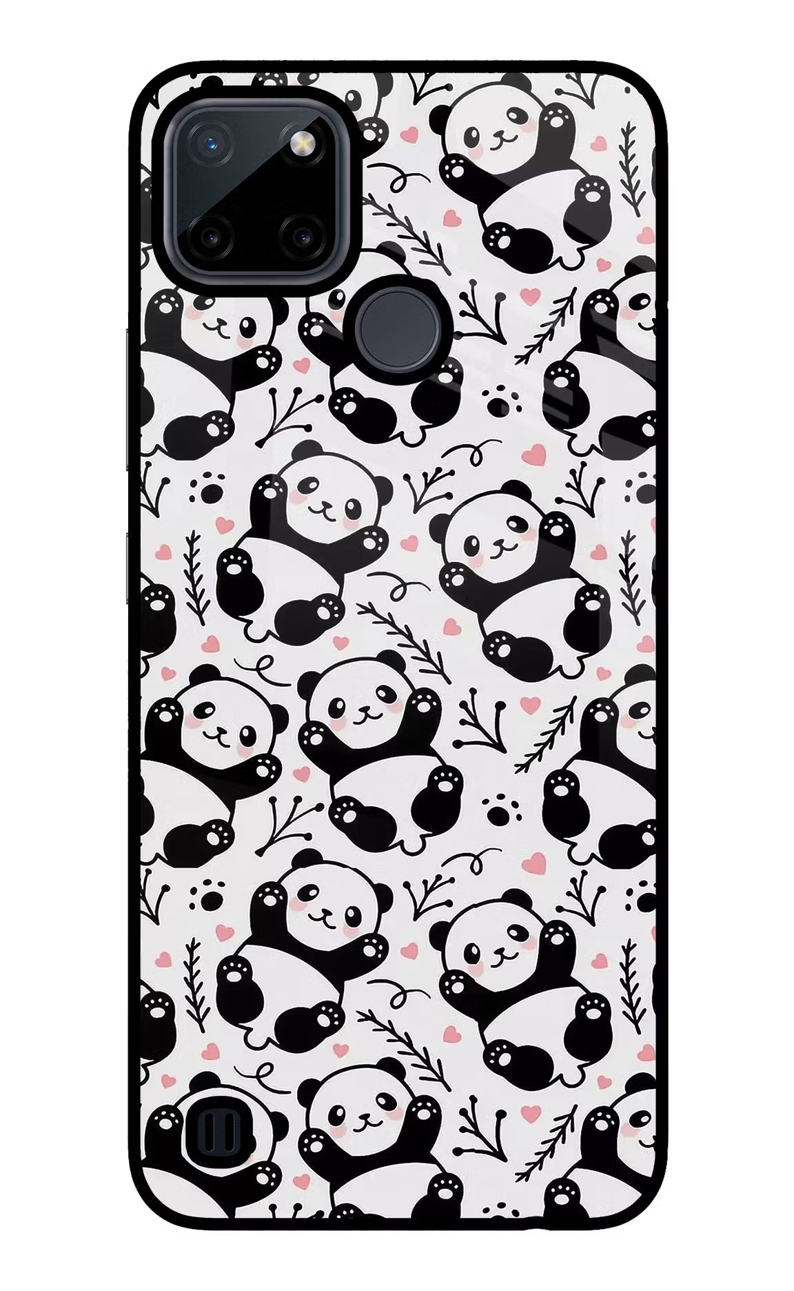 Cute Panda Realme C21Y/C25Y Glass Case Back Cover by Casekaro
