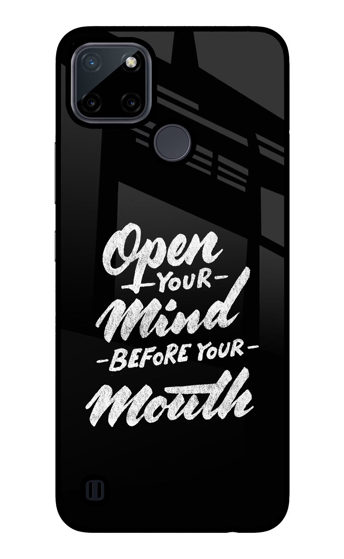 Open Your Mind Before Your Mouth Realme C21Y/C25Y Glass Case Back Cover by Casekaro