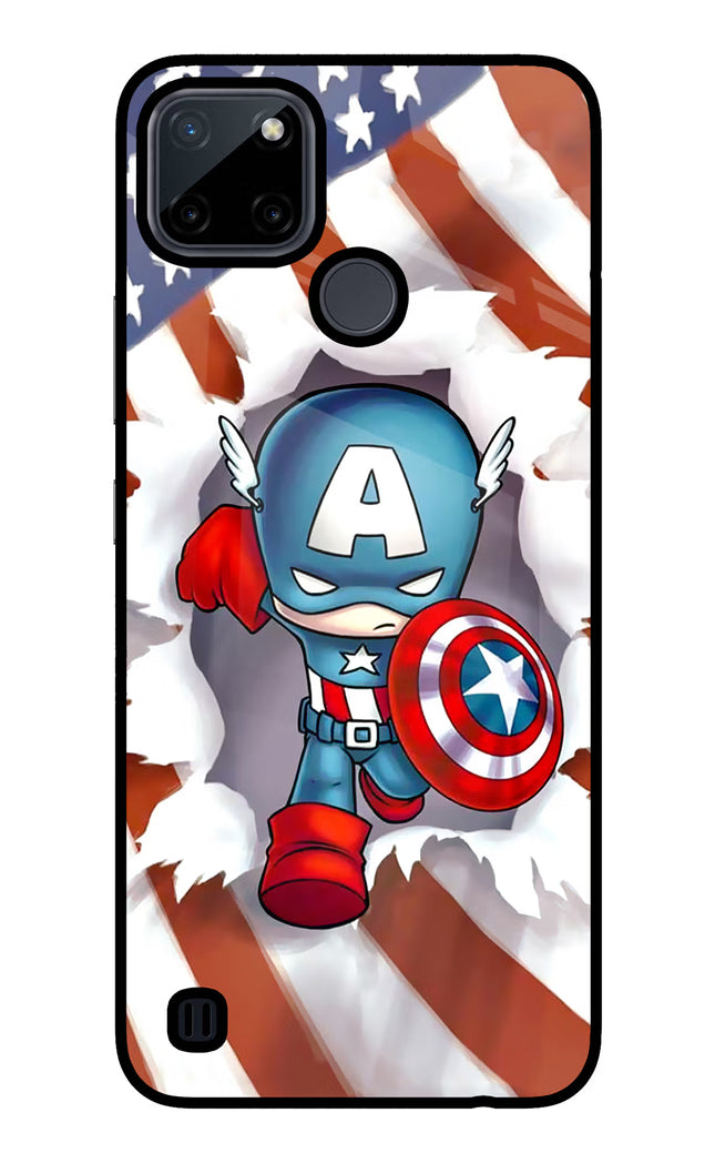 Captain America Realme C21Y/C25Y Glass Case Back Cover by Casekaro