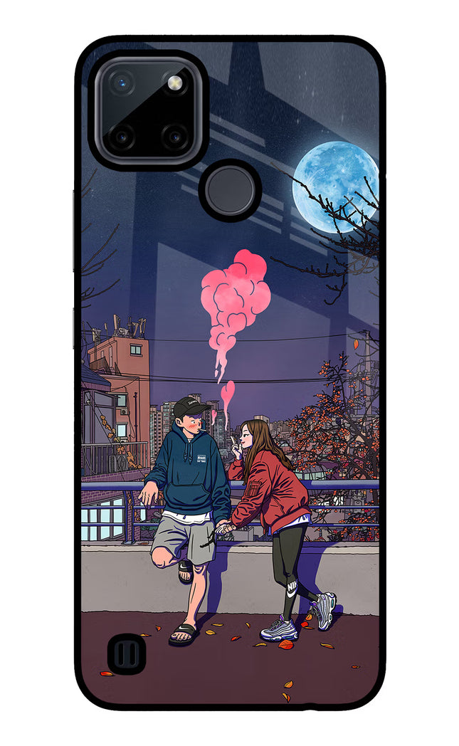 Chilling Couple Realme C21Y/C25Y Glass Case Back Cover by Casekaro
