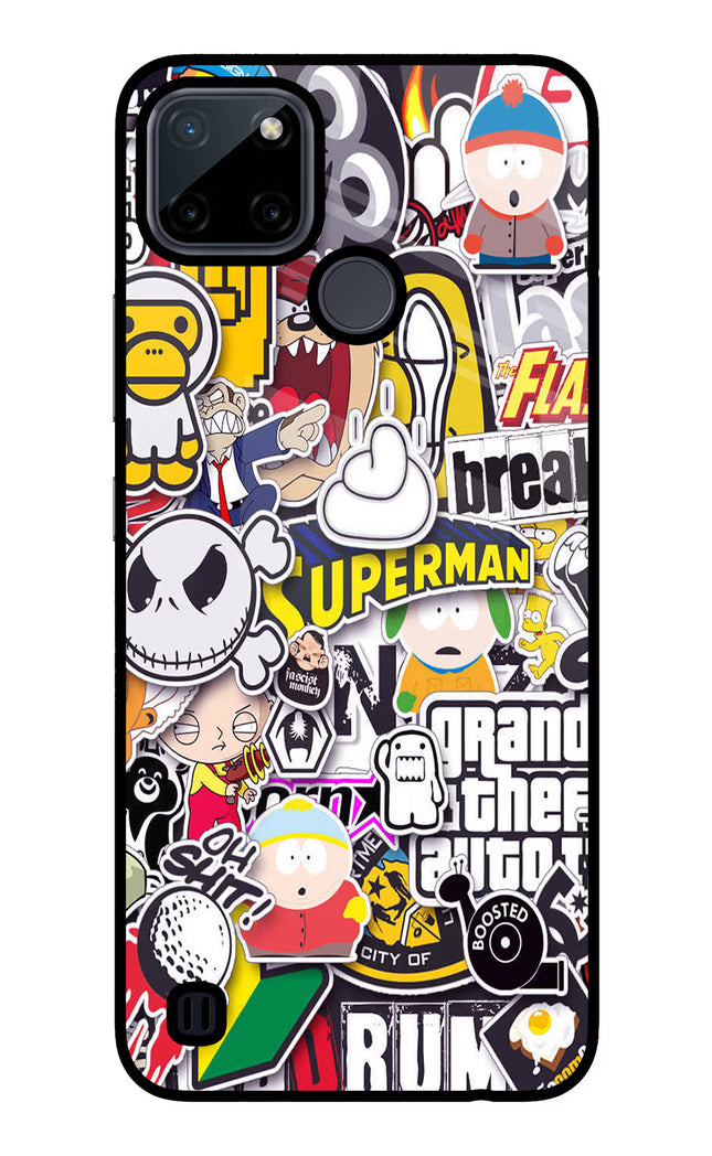 Sticker Bomb Realme C21Y/C25Y Glass Case Back Cover by Casekaro