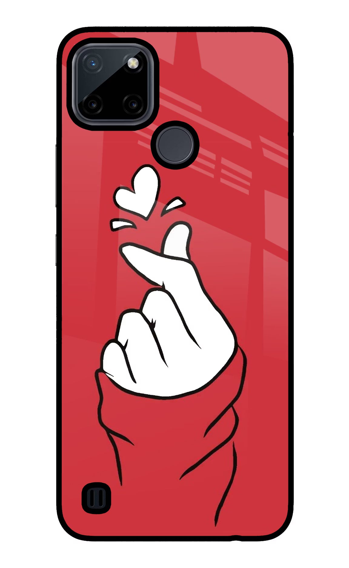 Korean Love Sign Realme C21Y/C25Y Glass Case Back Cover by Casekaro