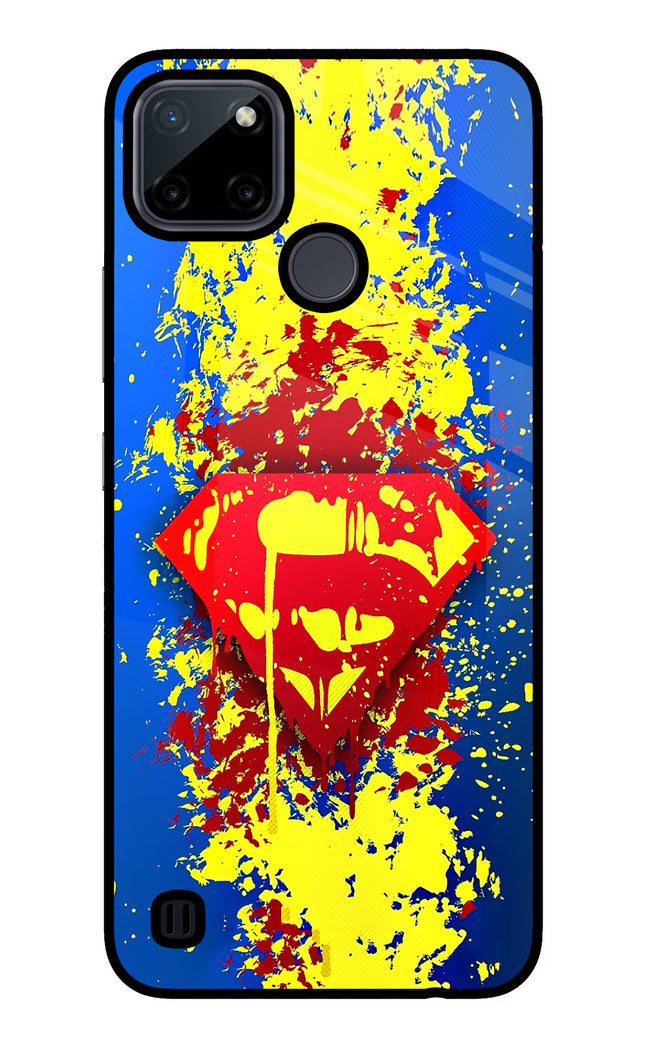 Superman logo Realme C21Y/C25Y Glass Case Back Cover by Casekaro