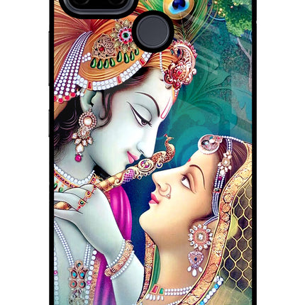 Lord Radha Krishna Realme C21Y/C25Y Glass Case Back Cover by Casekaro