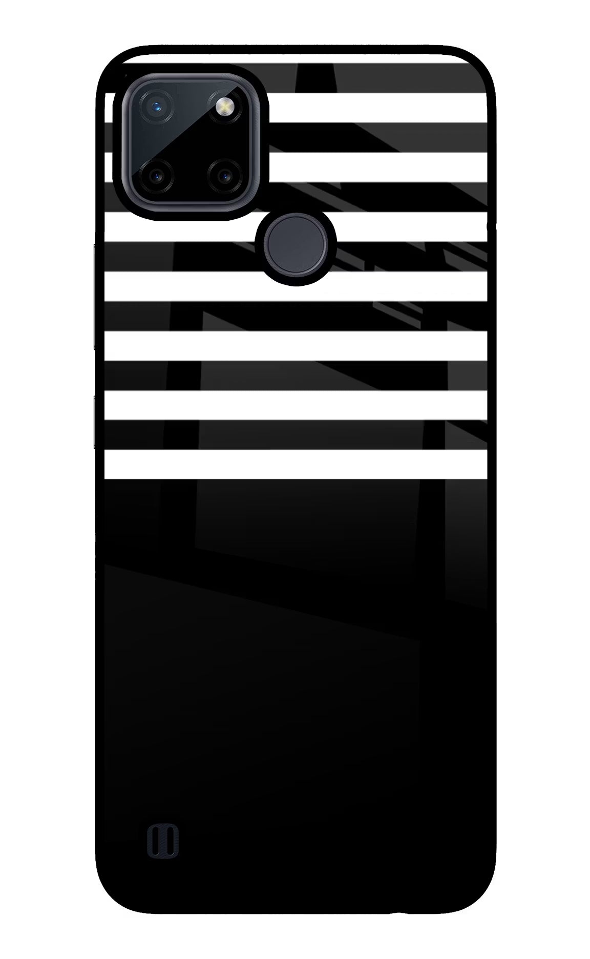 Black and White Print Realme C21Y/C25Y Glass Case Back Cover by Casekaro