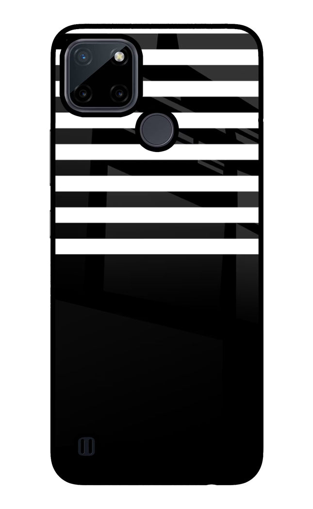 Black and White Print Realme C21Y/C25Y Glass Case Back Cover by Casekaro