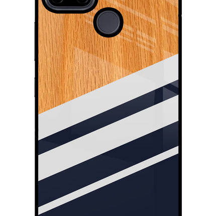 Blue and white wooden Realme C21Y/C25Y Glass Case Back Cover by Casekaro