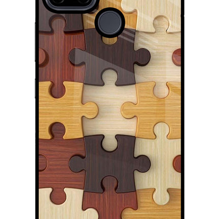 Wooden Puzzle Realme C21Y/C25Y Glass Case Back Cover by Casekaro