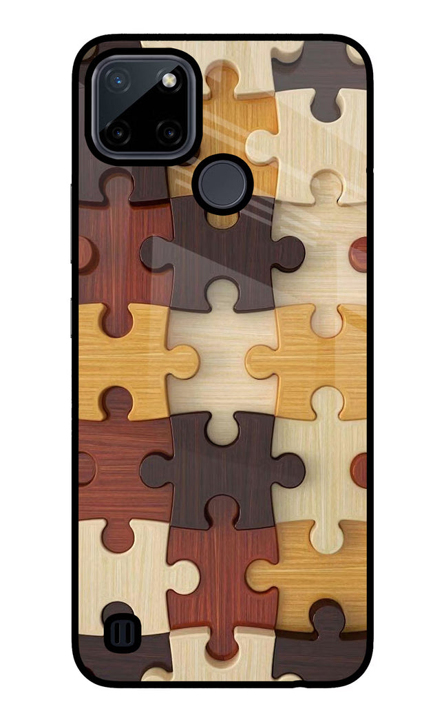 Wooden Puzzle Realme C21Y/C25Y Glass Case Back Cover by Casekaro