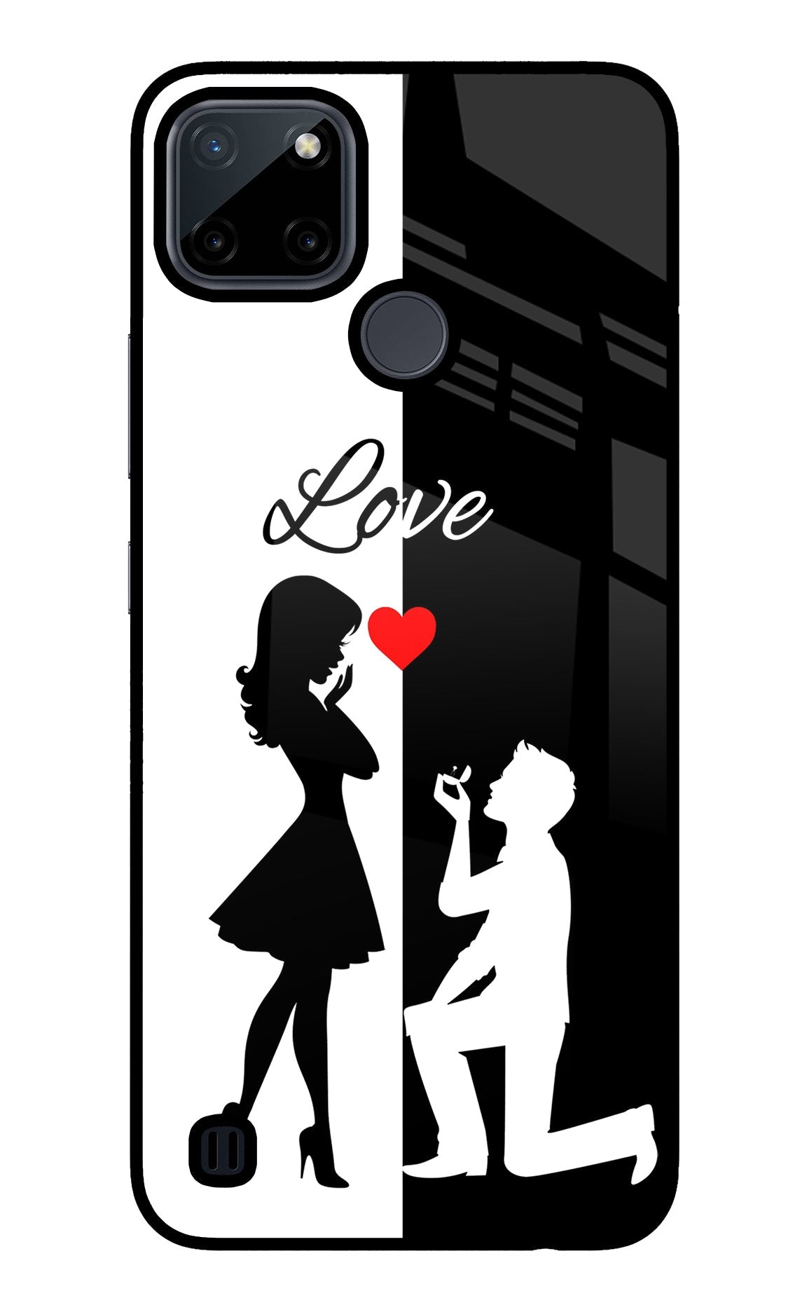 Love Propose Black And White Realme C21Y/C25Y Glass Case