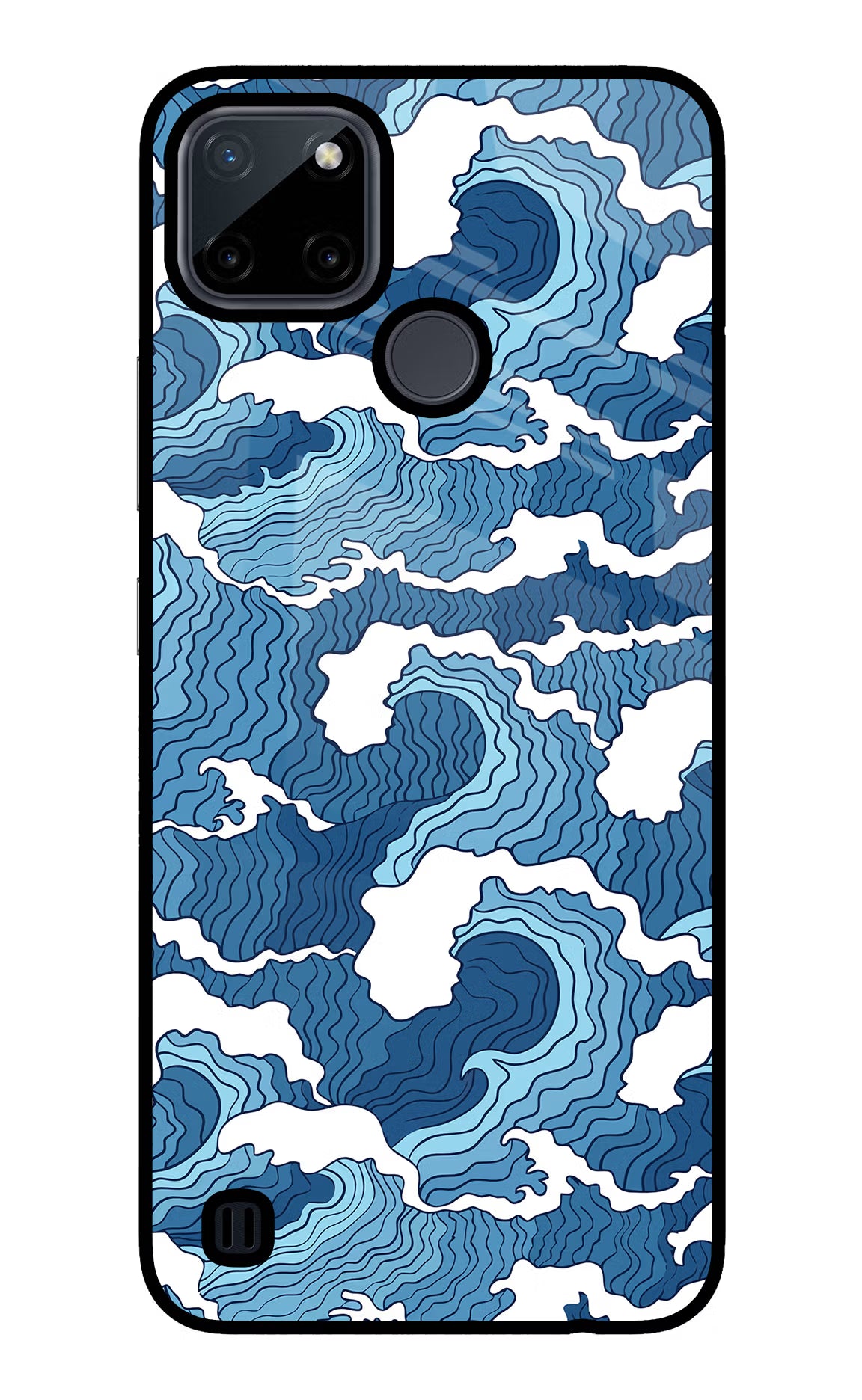 Blue Waves Realme C21Y/C25Y Glass Case Back Cover by Casekaro