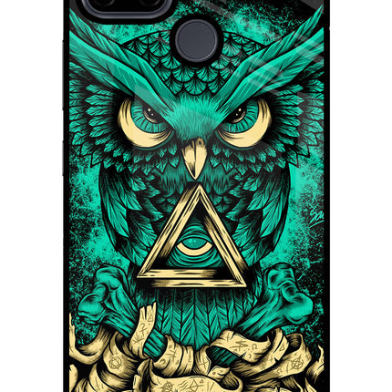 Green Owl Realme C21Y/C25Y Glass Case Back Cover by Casekaro