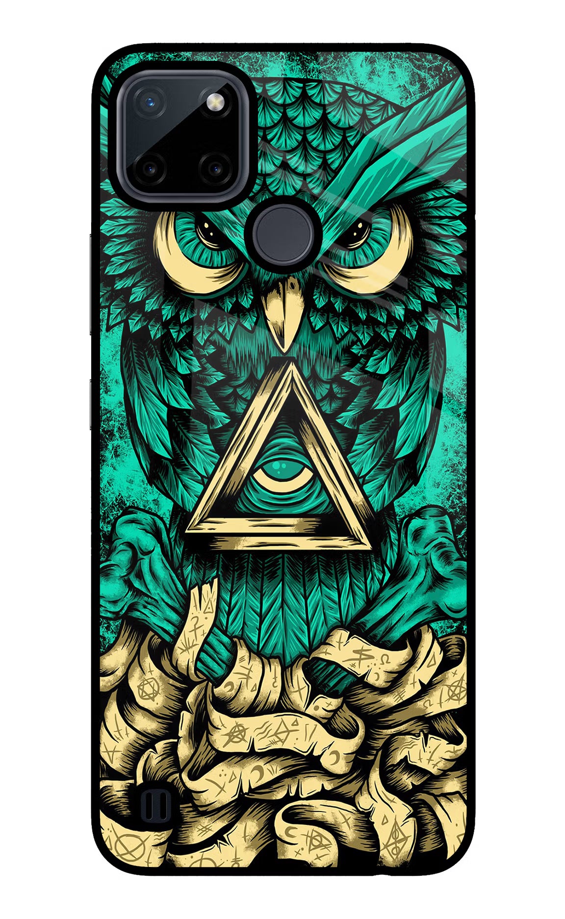 Green Owl Realme C21Y/C25Y Glass Case Back Cover by Casekaro