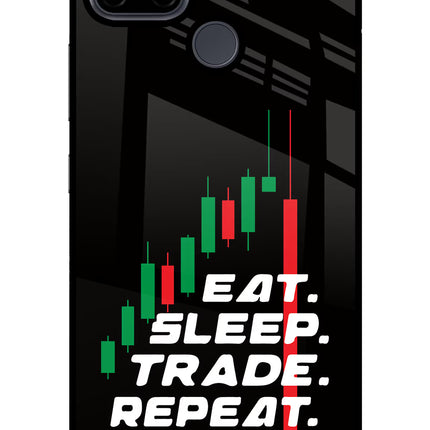 Eat Sleep Trade Repeat Realme C21Y/C25Y Glass Case Back Cover by Casekaro
