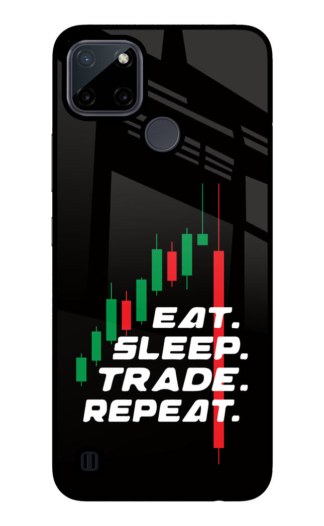 Eat Sleep Trade Repeat Realme C21Y/C25Y Glass Case Back Cover by Casekaro
