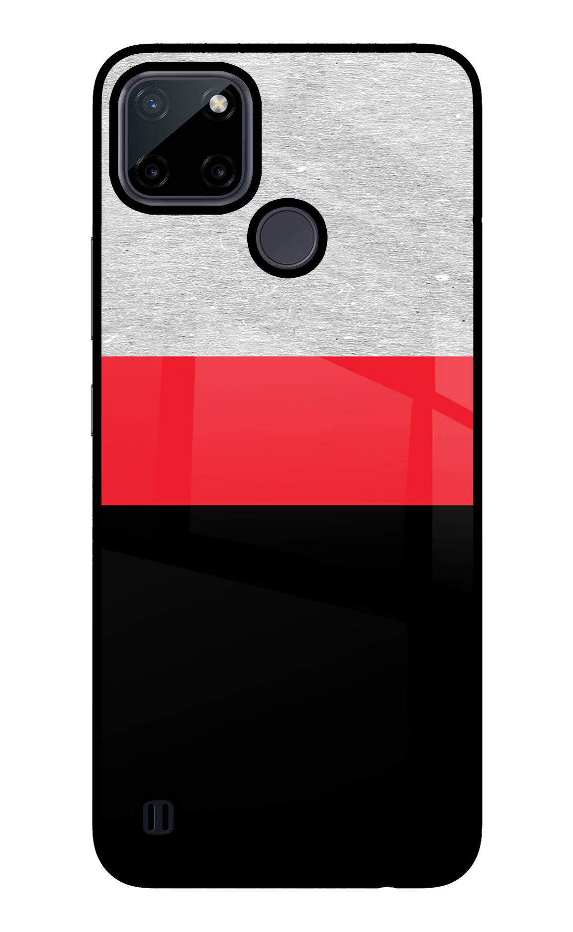 Tri Color Pattern Realme C21Y/C25Y Glass Case Back Cover by Casekaro