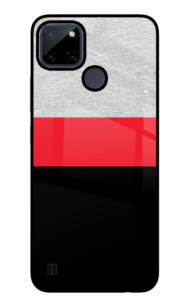 Tri Color Pattern Realme C21Y/C25Y Glass Case Back Cover by Casekaro
