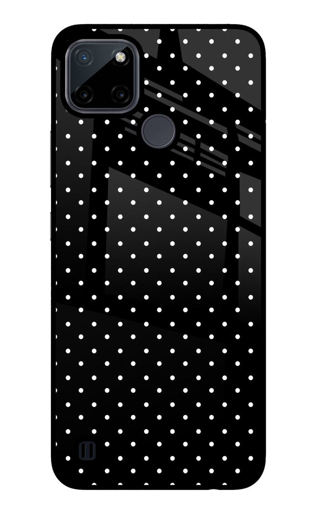 White Dots Realme C21Y/C25Y Glass Case Back Cover by Casekaro