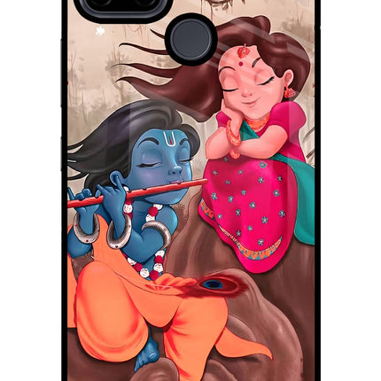 Radhe Krishna Realme C21Y/C25Y Glass Case Back Cover by Casekaro