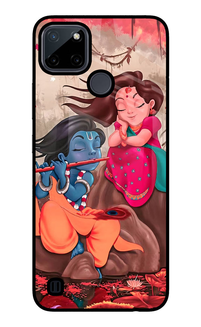 Radhe Krishna Realme C21Y/C25Y Glass Case Back Cover by Casekaro