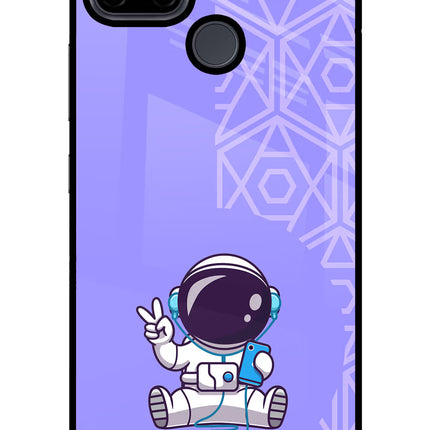 Cute Astronaut Chilling Realme C21Y/C25Y Glass Case Back Cover by Casekaro