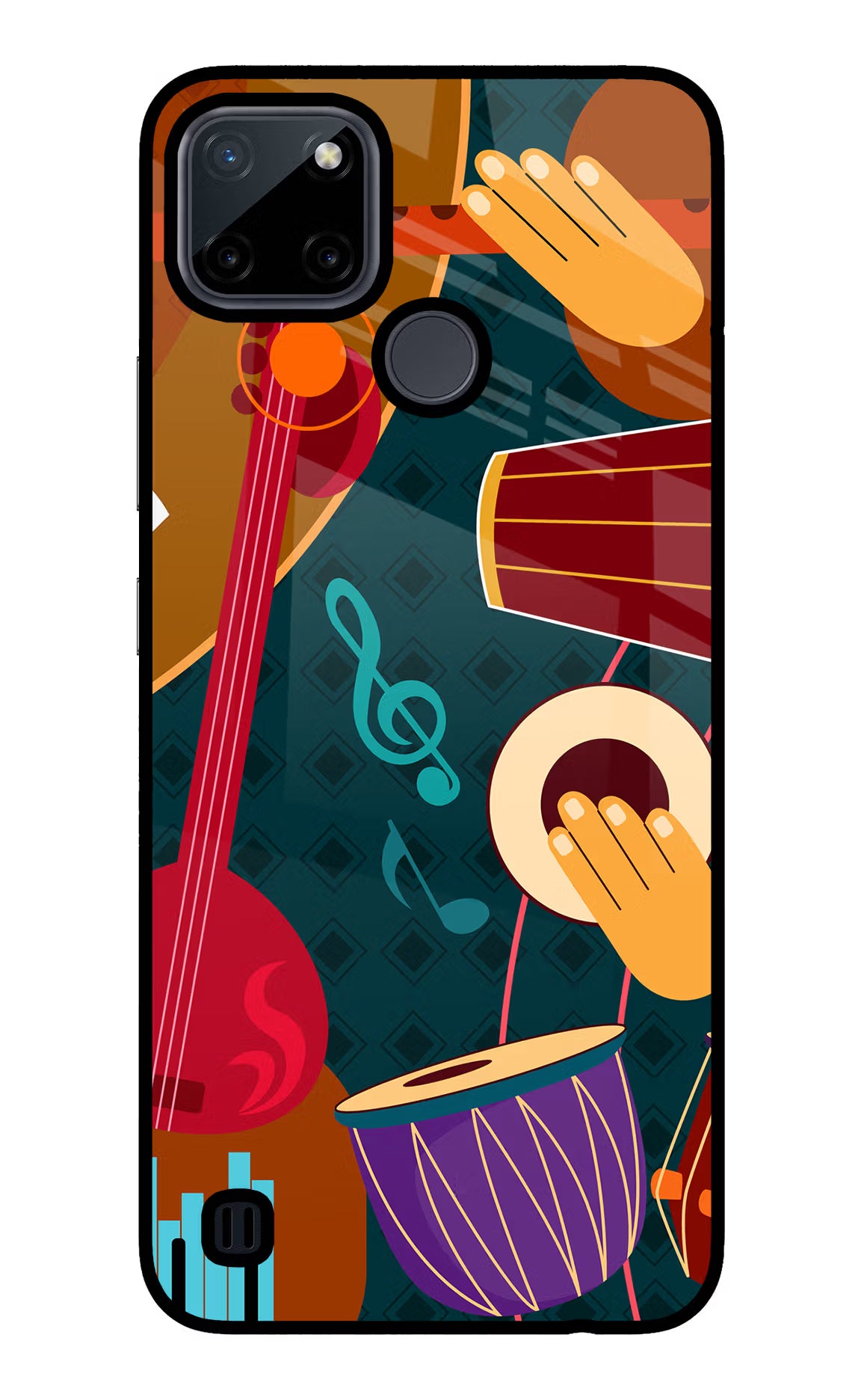 Music Instrument Realme C21Y/C25Y Glass Case Back Cover by Casekaro