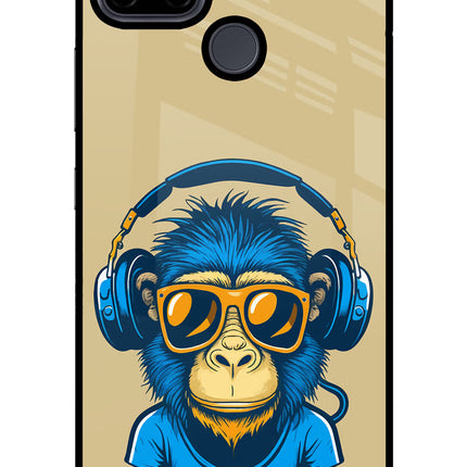 Monkey Headphone Realme C21Y/C25Y Glass Case Back Cover by Casekaro