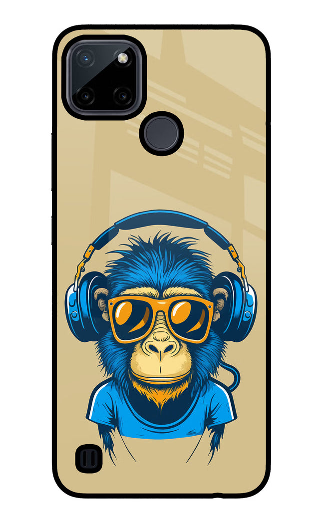 Monkey Headphone Realme C21Y/C25Y Glass Case Back Cover by Casekaro