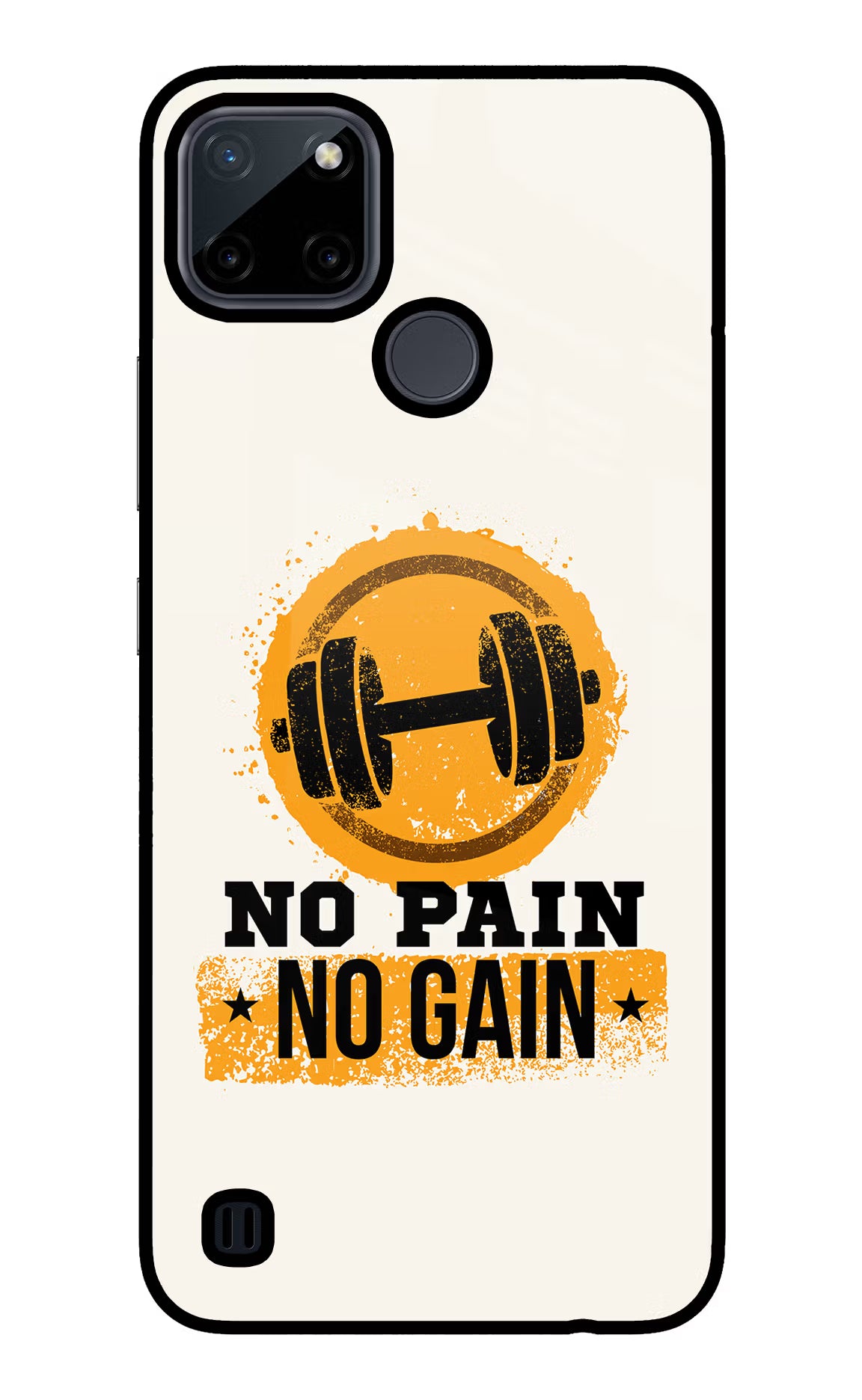 No Pain No Gain Realme C21Y/C25Y Glass Case Back Cover by Casekaro