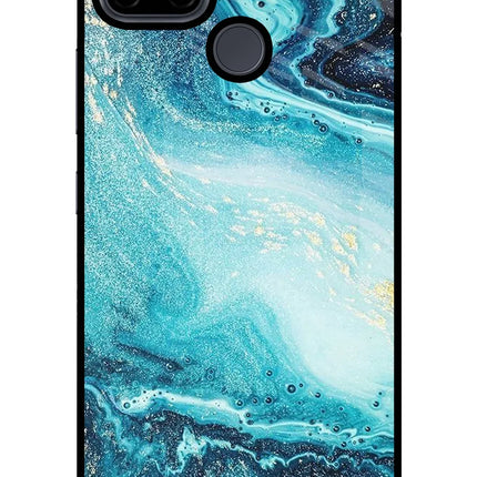 Blue Glitter Marble Realme C21Y/C25Y Glass Case