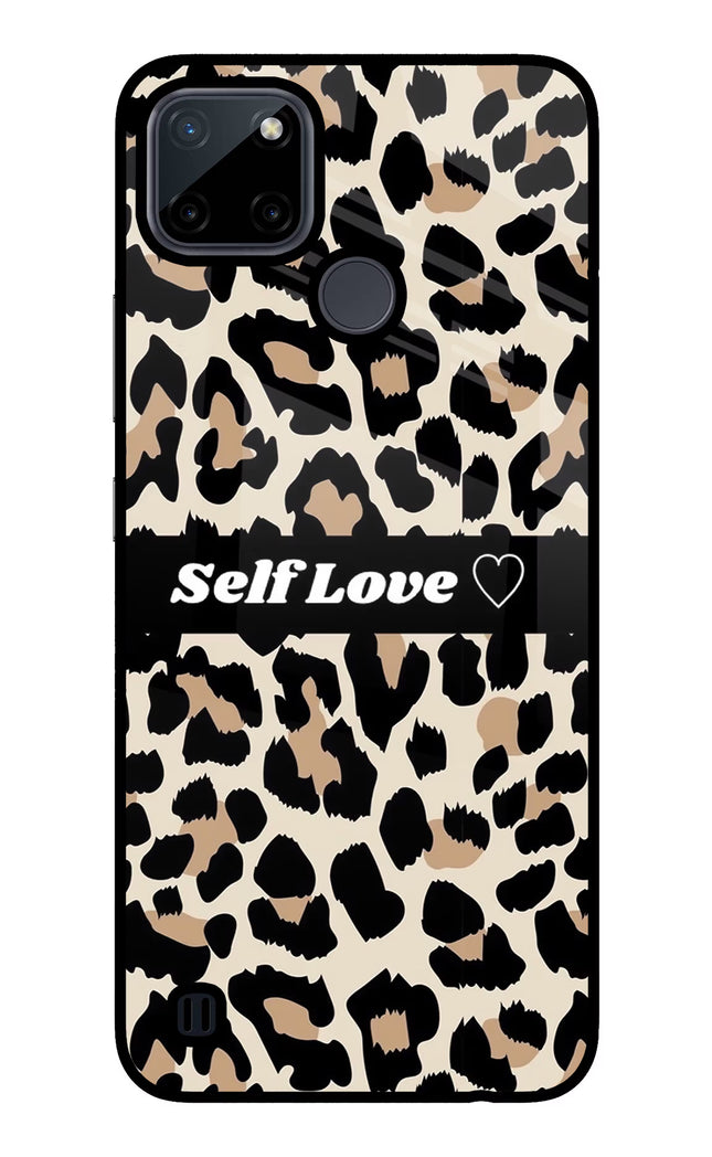 Leopard Print Self Love Realme C21Y/C25Y Glass Case Back Cover by Casekaro