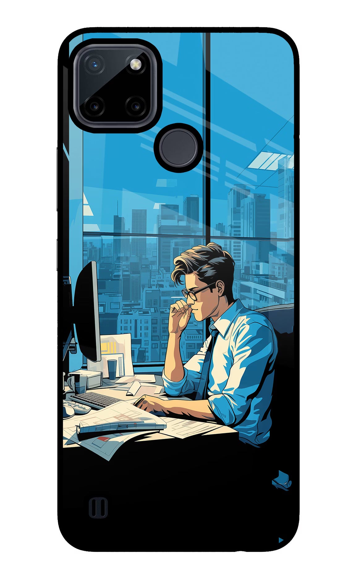 Focused Hustler (AI Generated) Realme C21Y/C25Y Glass Case Back Cover by Casekaro
