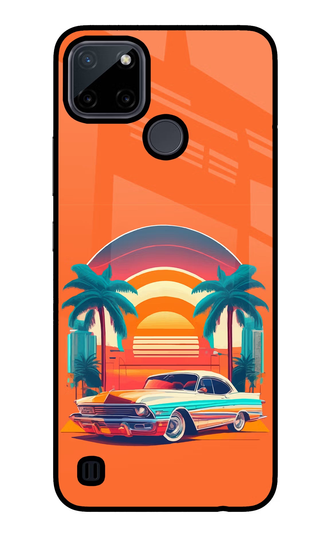 Palm Drive 80s Realme C21Y/C25Y Glass Case Back Cover by Casekaro