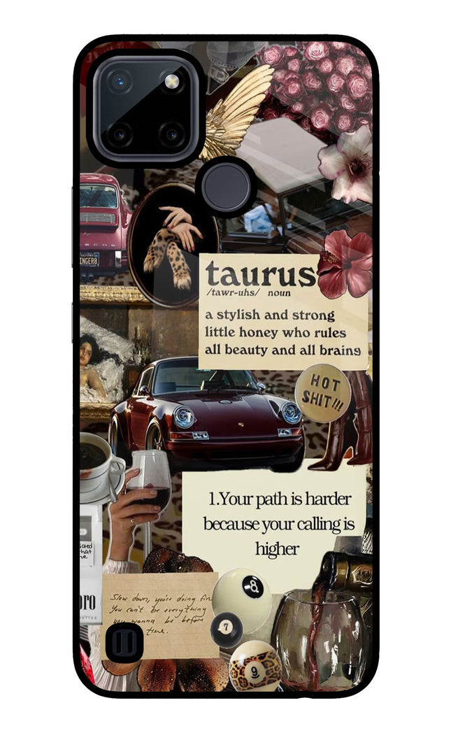 Taurus Zodiac Realme C21Y/C25Y Glass Case Back Cover by Casekaro