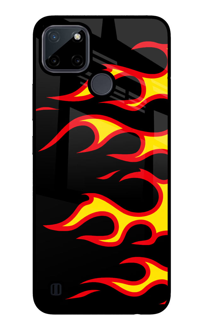 Side Sweep Flames Realme C21Y/C25Y Glass Case Back Cover by Casekaro