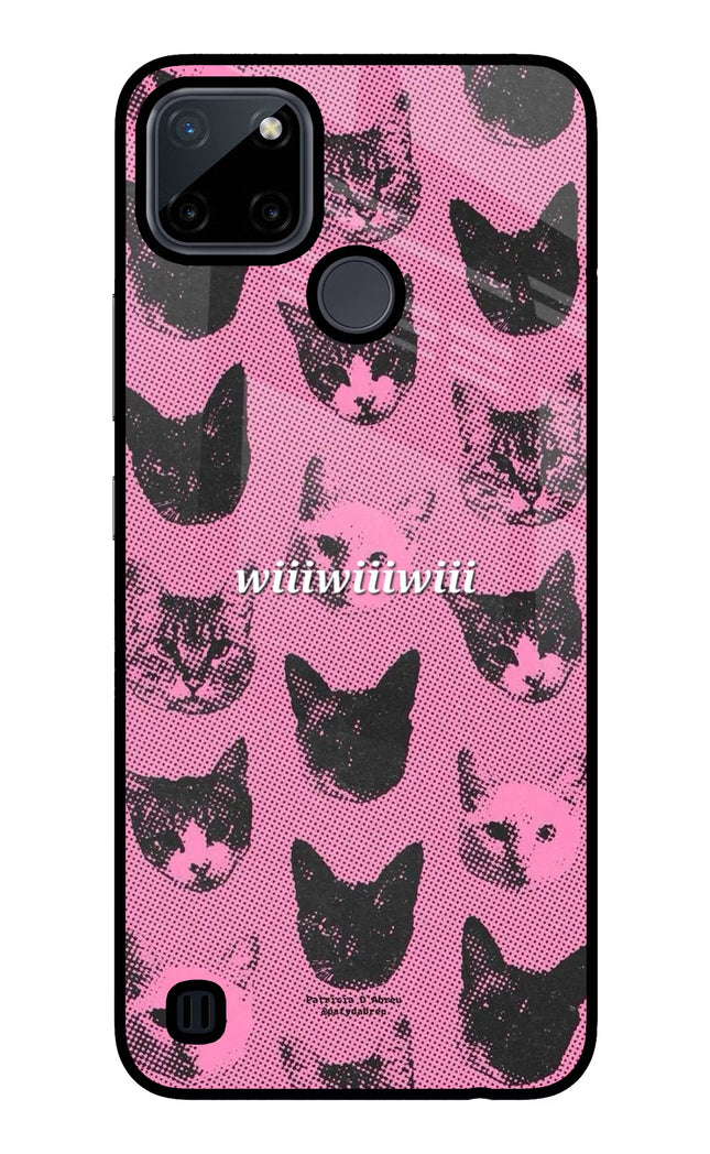 Pink Cats Realme C21Y/C25Y Glass Case Back Cover by Casekaro