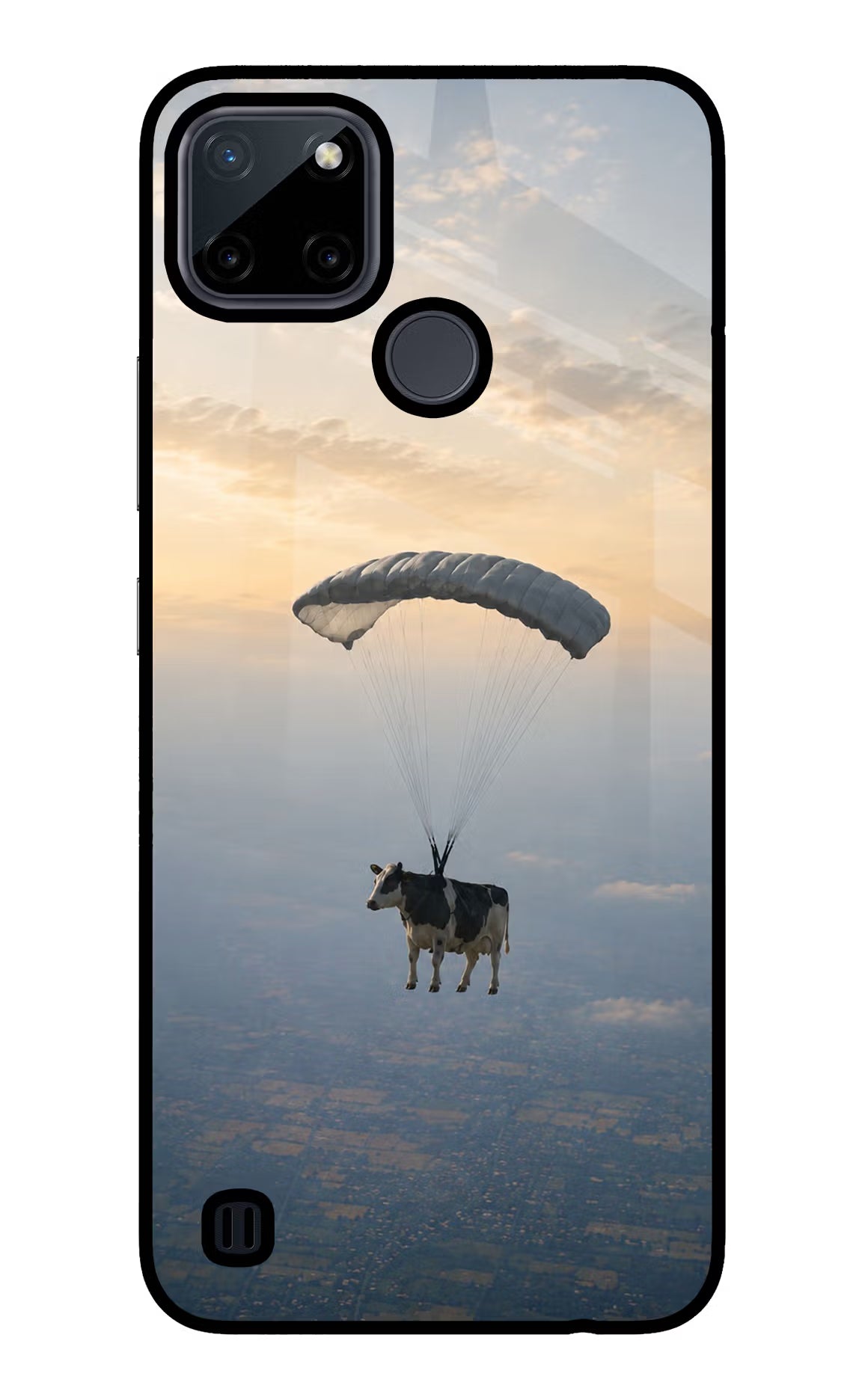 Skydiving Cow Realme C21Y/C25Y Glass Case