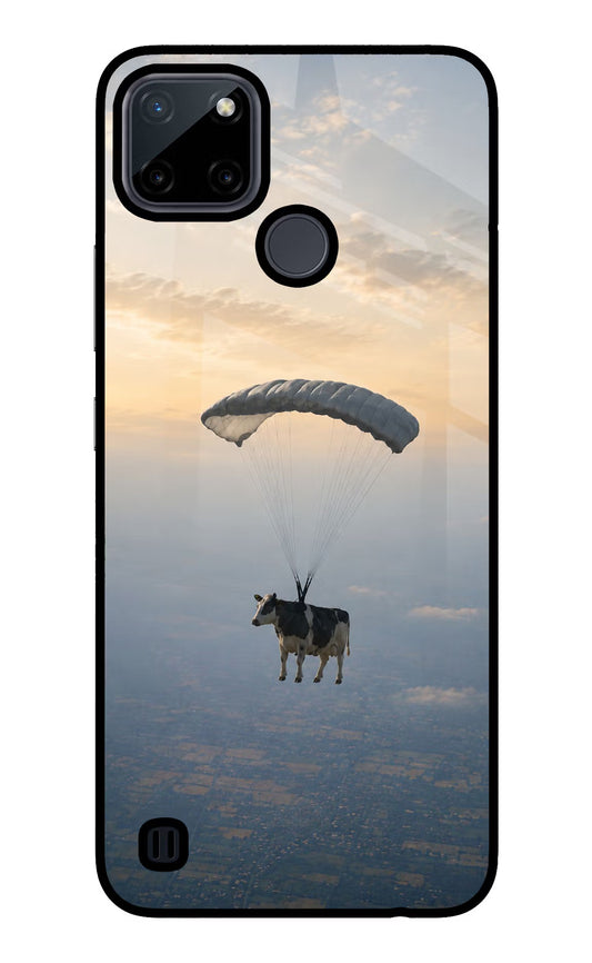 Skydiving Cow Realme C21Y/C25Y Glass Case
