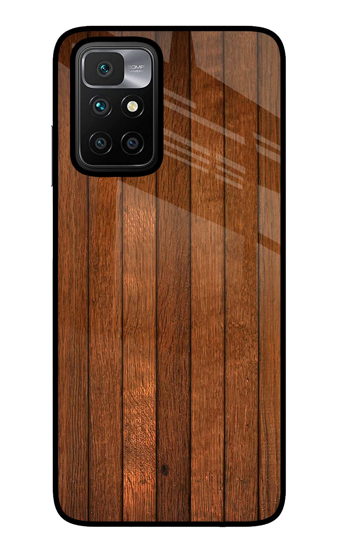 Wooden Artwork Bands Redmi 10 Prime Glass Case