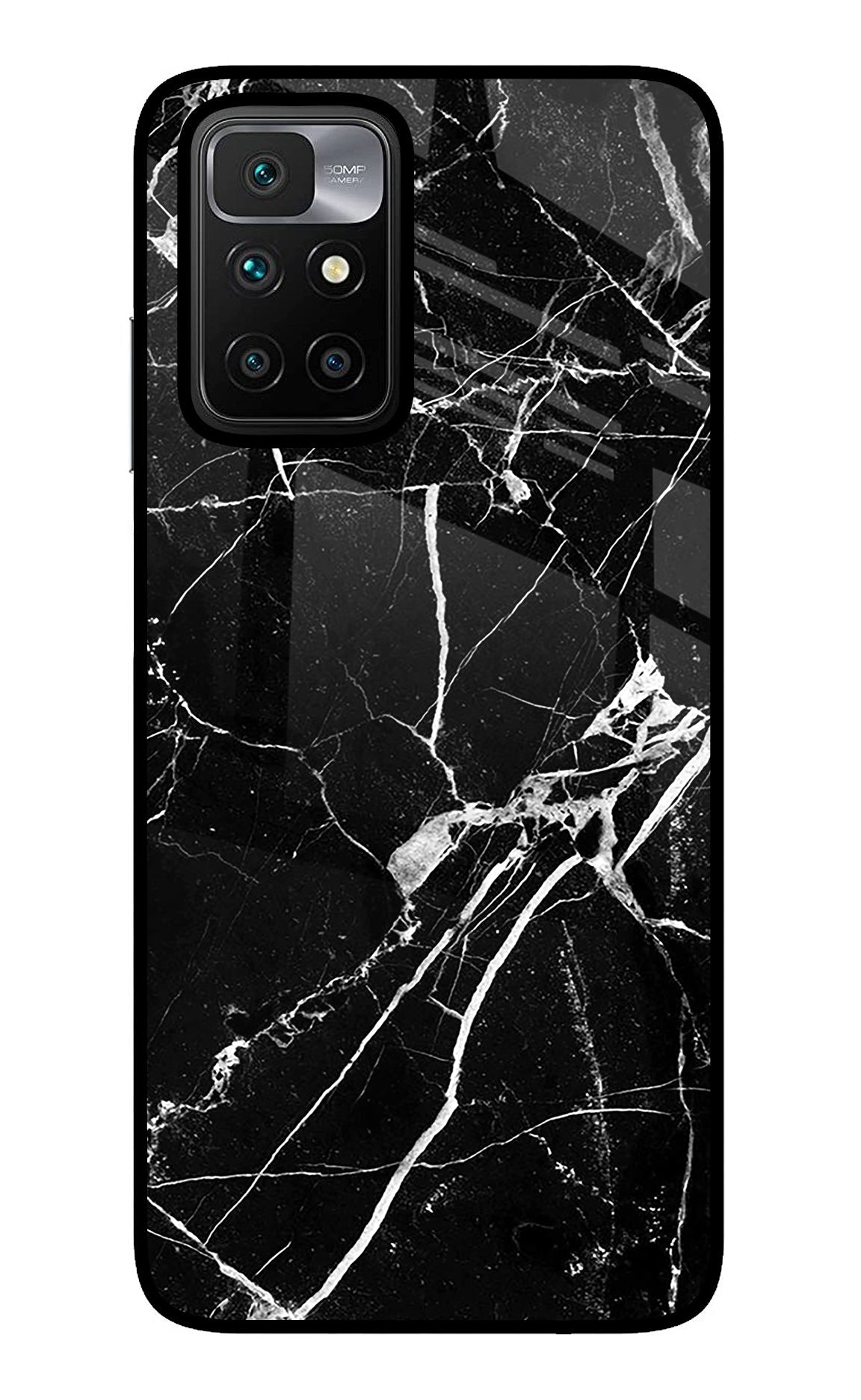 Black Marble Pattern Redmi 10 Prime Glass Case