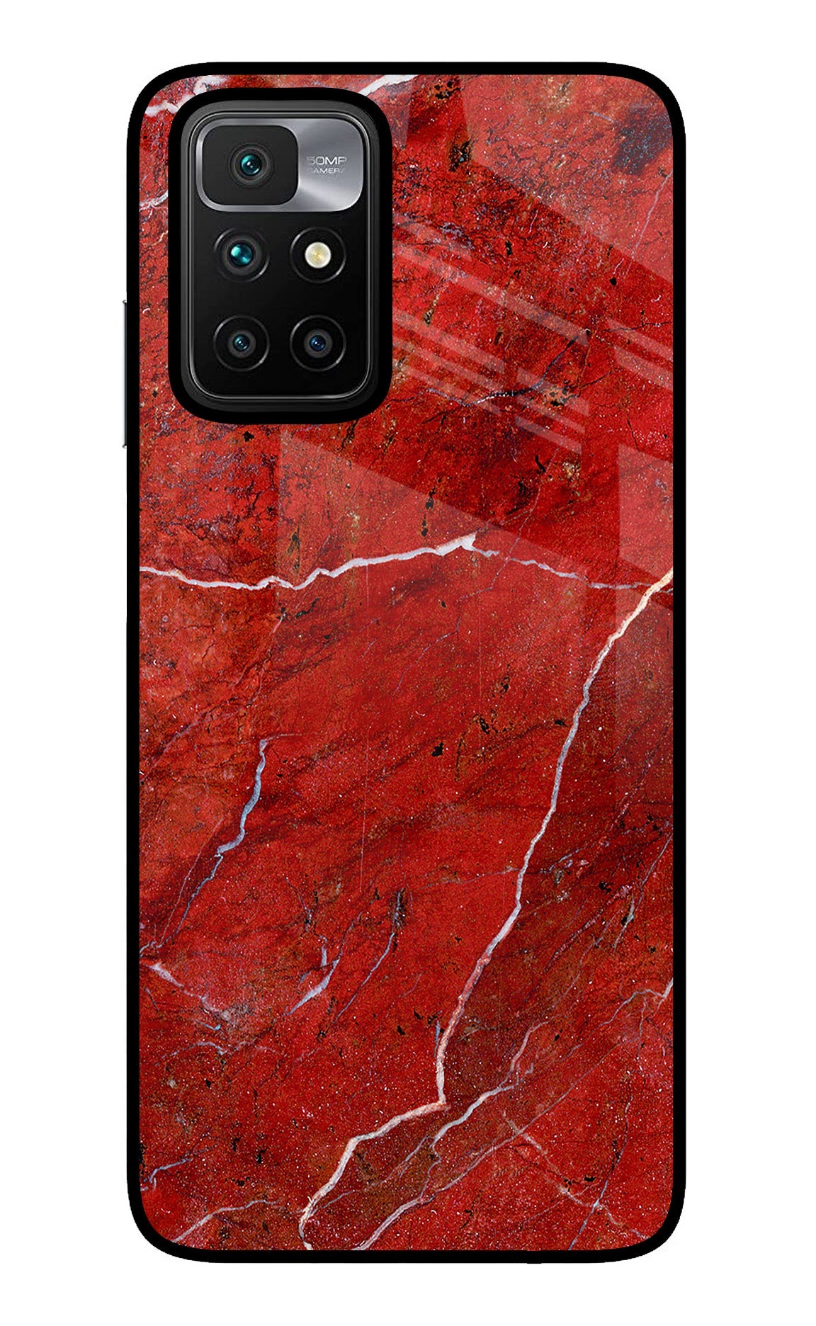 Red Marble Design Redmi 10 Prime Glass Case