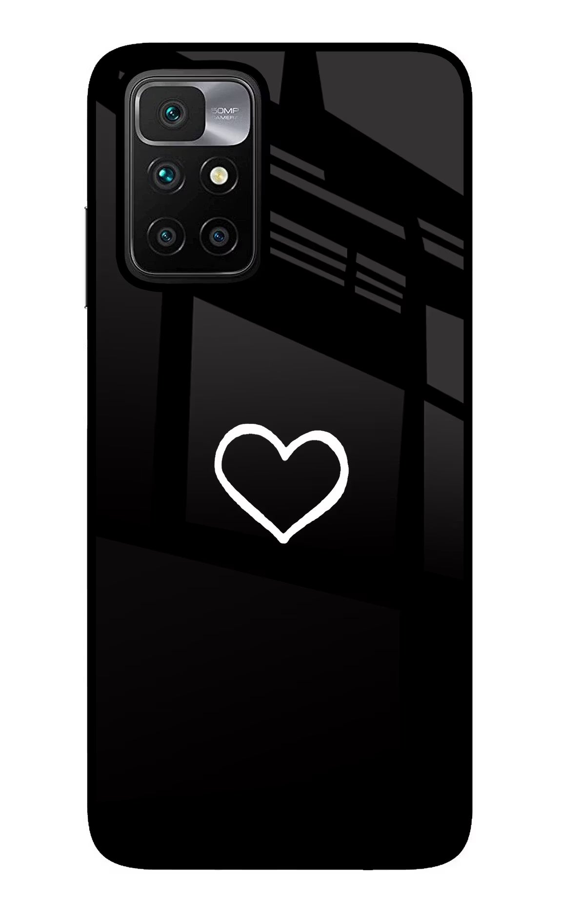 Heart Redmi 10 Prime Glass Case Back Cover by Casekaro