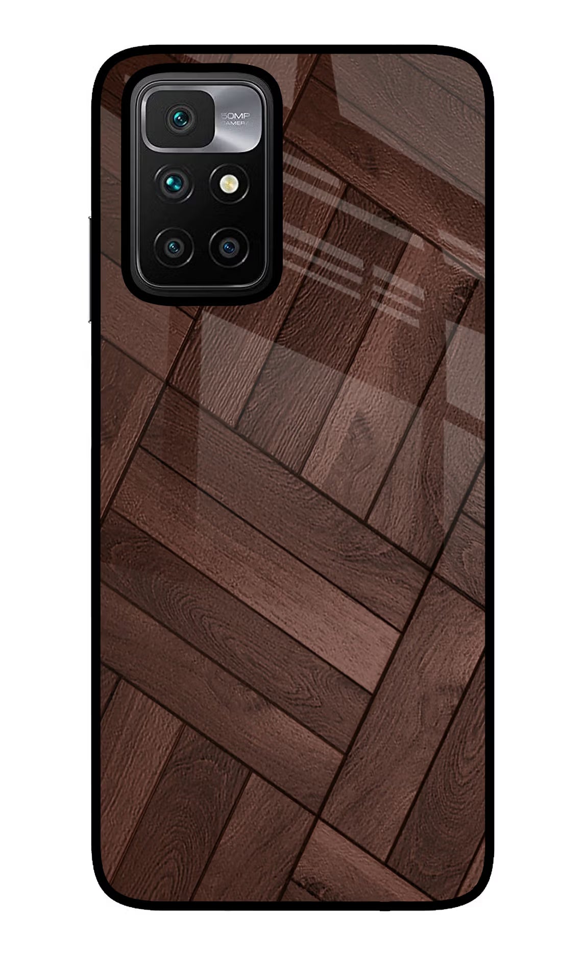 Wooden Texture Design Redmi 10 Prime Glass Case Back Cover by Casekaro